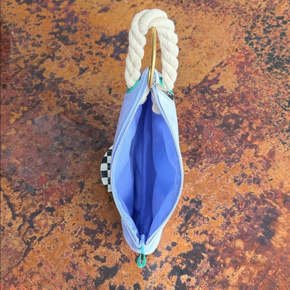 NWOT Thierry Mugler🏝️Tropical Print Canvas Pouch Makeup Travel Rope Wristlet Bag - Picture 6 of 10